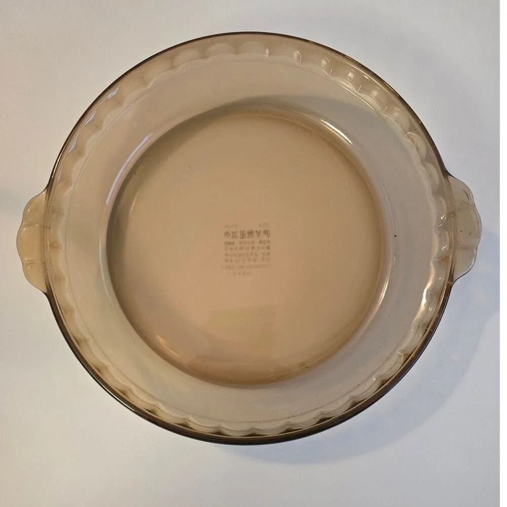 Vintage PYREX‎ #229 Amber Crimp Edge Glass Deep Pie Dish Round 10 x 2 Inch USA
